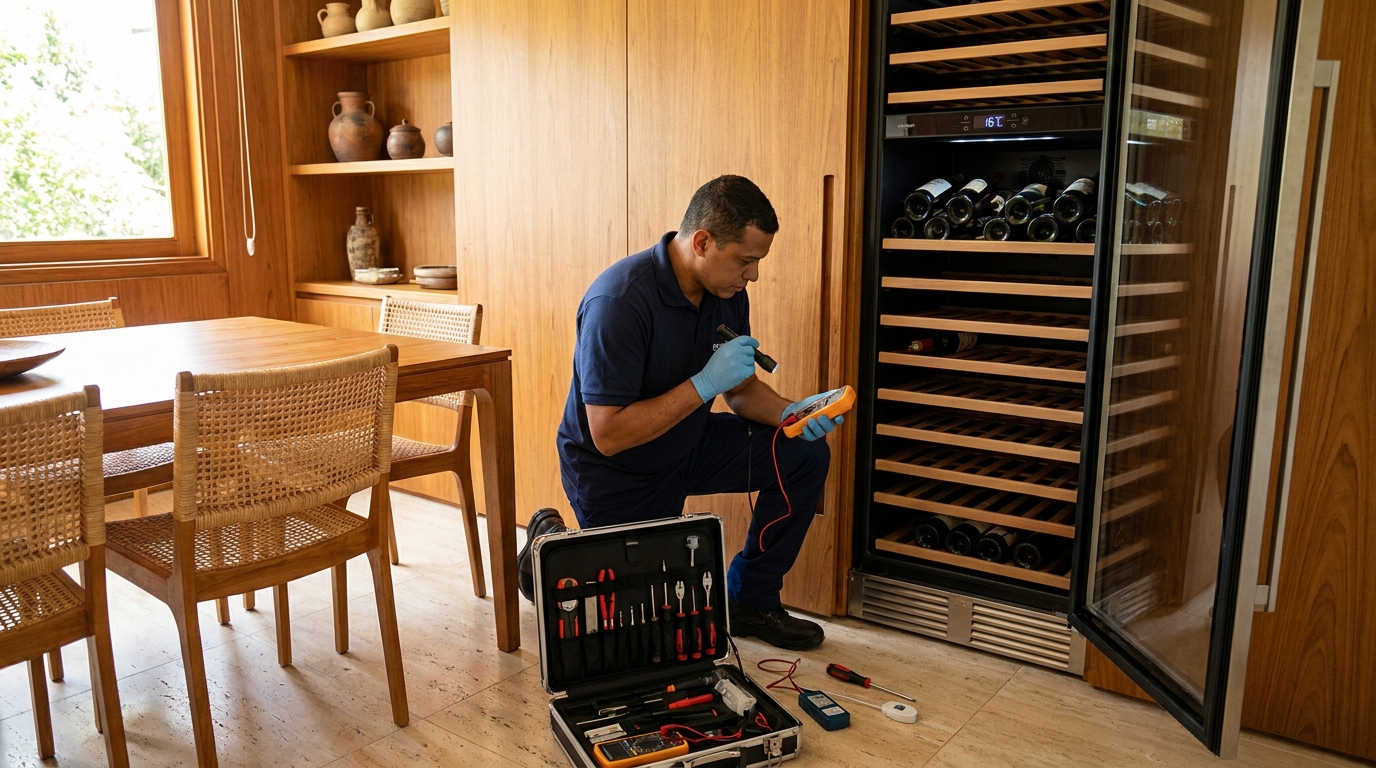 Substituição do termostato de uma adega climatizada em Contagem‑MG